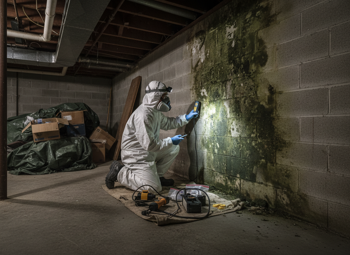 Basement mold inspection in Solana Beach